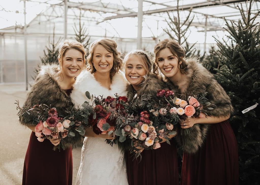 Winter Wedding with pinks to burgundy flowers, Garden roses, Miller, Pierre, Aberdeen, Huron, Sioux Falls, Rapid, Greenhouse wedding, 